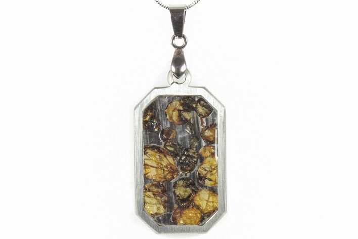 Brenham Pallasite Dog Tag Meteorite Pendant - Kansas #309158